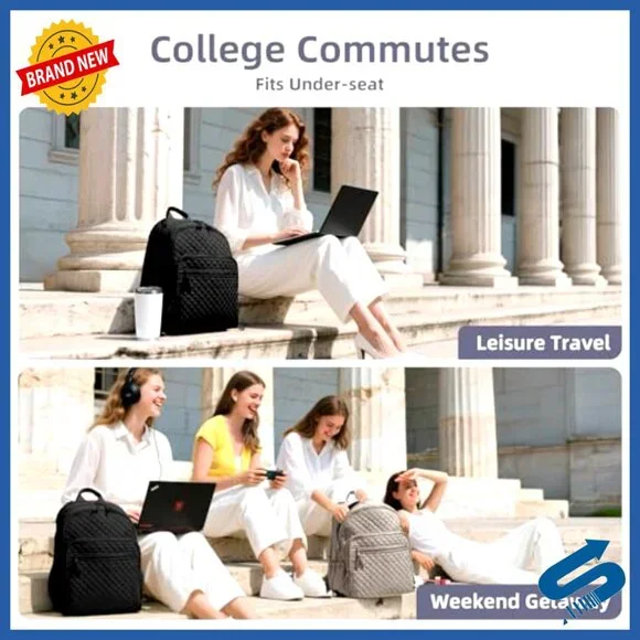 Quilted Casual Daypack Waterproof Laptop Backpack College Bookbag Chic - Picture 7 of 7